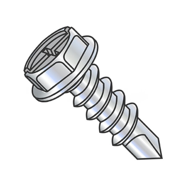 Usa Industrials Self-Drilling Screw, #10-16 x 3/4 in, Zinc Plated Steel Flange Hex Head External Hex Drive BULK-SCRW-11692 - main